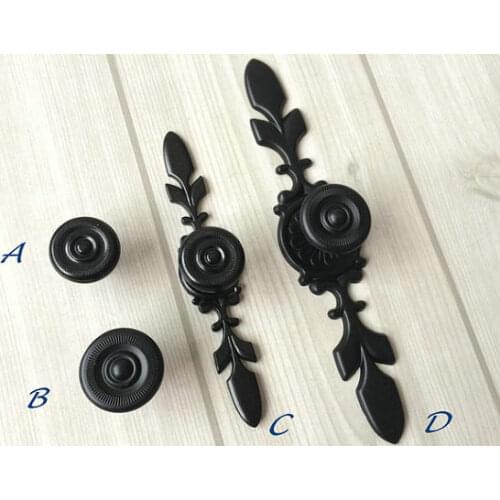 Black Drawer Knob Pull Dresser Knobs Pulls Handle Kitchen Cabinet Door Knobs Handle Back Plate Furniture Cupboard Retro Rustic