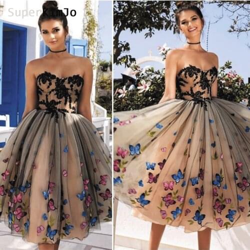 SuperKimJo 2020 Vestido De Graduacion Black Lace Applique Homecoming Dresses Short 3D Flowers Cheap Graduation Dresses