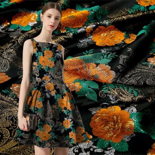 Flower jacquard dress fabric clothing fabric decorative cloth DIY clothing sewing materials
