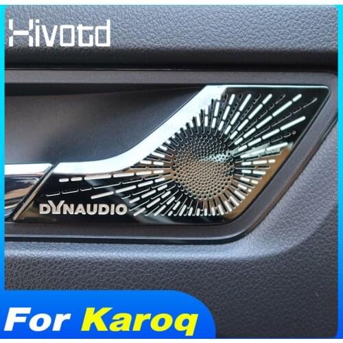 Inner Door Handle Speaker Covers Car Audio Speakers Cover Interior Door Soundspeaker Decoration Trim For Skoda Karoq 2018-2021