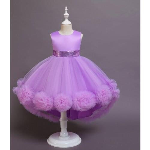 Kids Dress Ball Gown Tail Flower Girl Princess Dress Ceremony Elegant Princess Costume Toddler Children Dress For Birthday Party