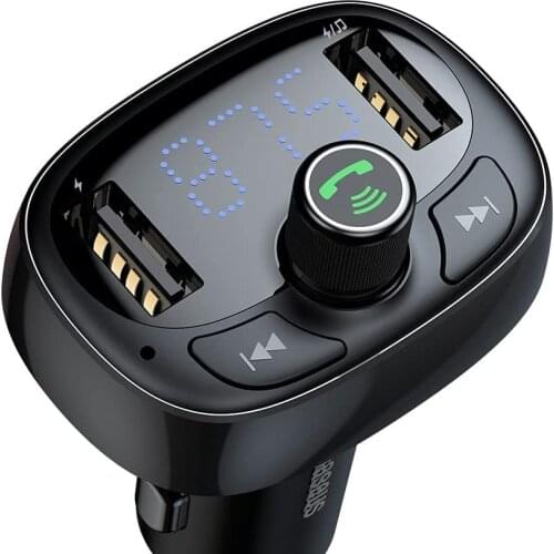 Baseus T Typed S-09 Bluetooth Fm Transmitter Çift Araç Şarj Aleti CALL-TM0A