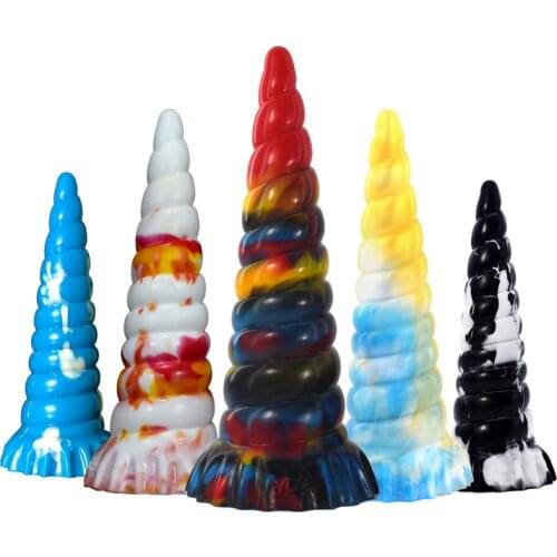 Graffiti Colorful Animal Horn Anal Dildo Sex Toys For Woman Silicone Big Butt Plug Anal Beads Large Dildos G spot Masturbation