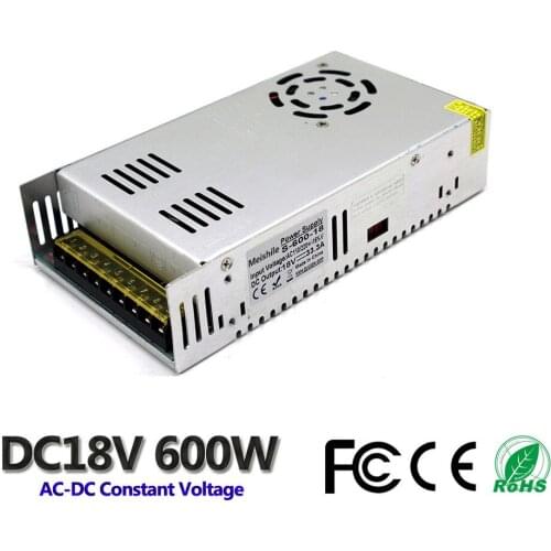 DC 18V 33.3A 600W LED Light Belt Driver Switching Power Supply 110V 220V AC Transformer Monitoring CCTV CNC Motor
