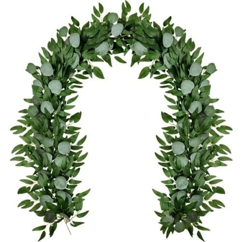 Artificial Eucalyptus and Willow Vines Faux Garland Ivy for Wedding Backdrop Arch Wall Decor Table Runner Vine