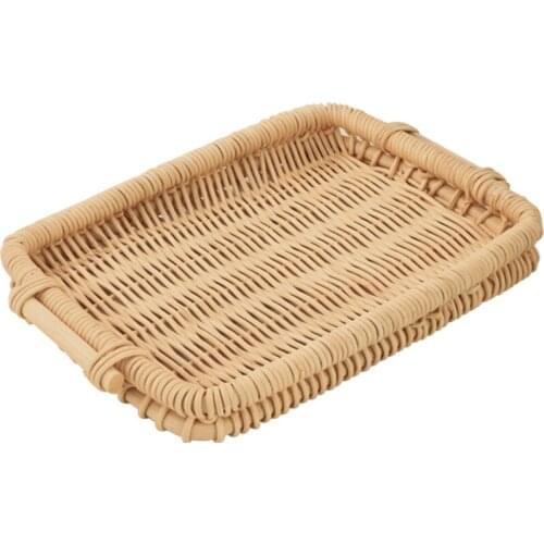 Japan Rattan Basket Bread Snacks Basket Hand Pallet Rectangle Round Storage Plate