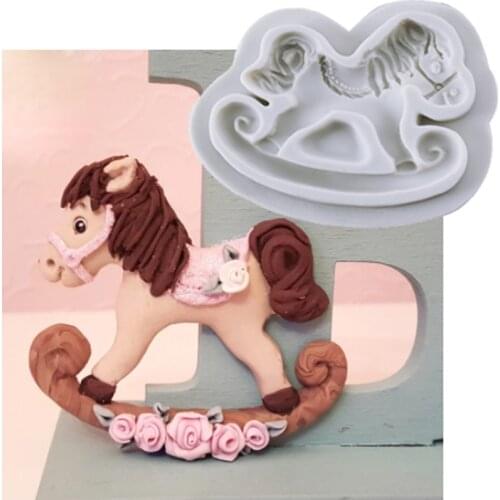 Rocking Horse Sugar Buttons Molds Fondant Cake Tools Silicone Molds Sugarcraft Chocolate Baking Tools for Cakes Gumpaste Form