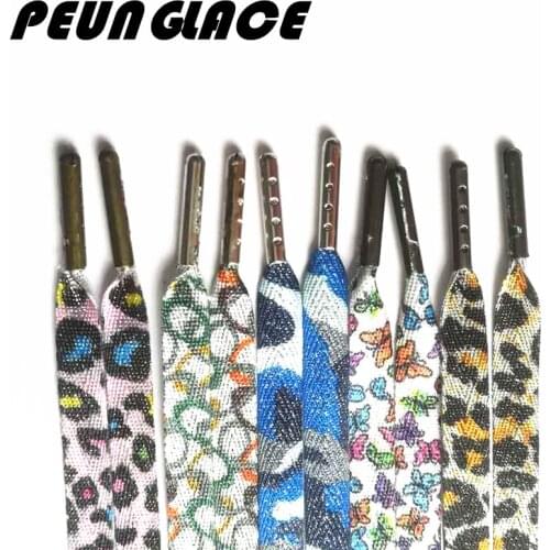 Quality PeungLace 1000 pairs/lot 90cm 120cm 150cm Printed Leopard printed Shoelaces with Metal Tips