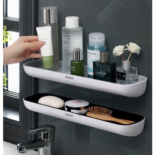 Adhesive non-porous bathroom shelf storage box wall-mounted shampoo shower gel storage rack towel holder bathroom pendant