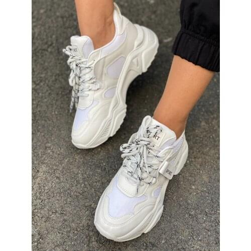 Womens white laced orthotic insole sneaker sports shoes, orthopedic shoes