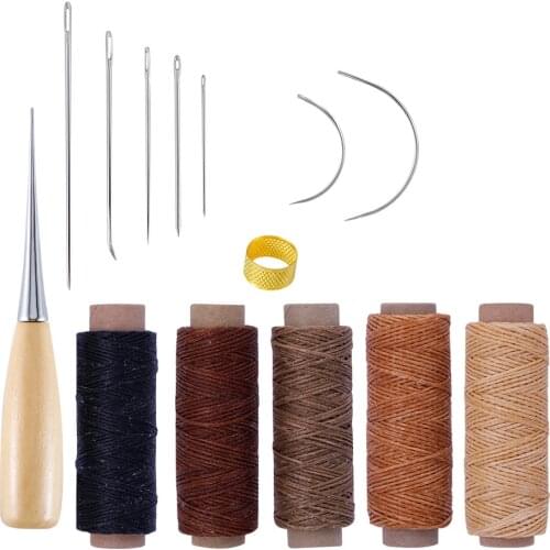 14PCS Leather Craft Hand Stitching Sewing Tool Set Leather Craft Tool Sewing Tools Kit Thread Awl