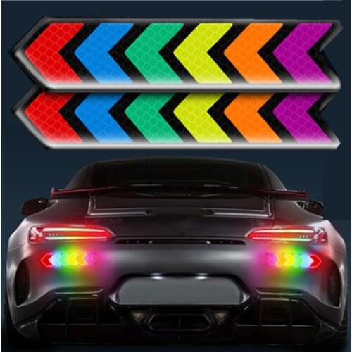 Car Stickers Strong Reflection Safety Rearview Mirror Auto Anti-Scratch Warning Drop Glue Colorful Reflective Warning Decals