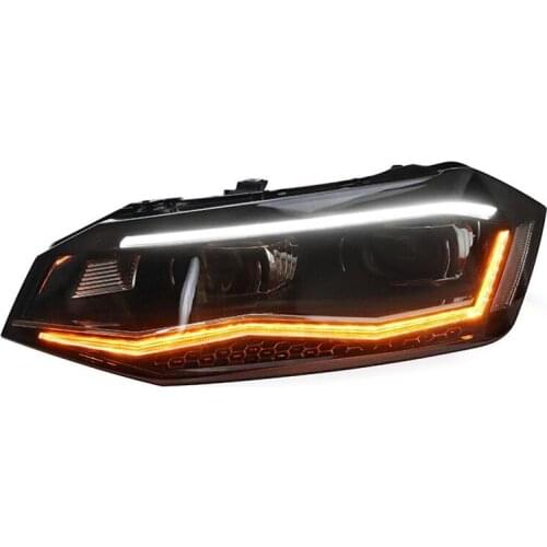For New Polo headlight assembly 2019 Polo headlights modified lens xenon lamp LED streamer turn signal daytime running light
