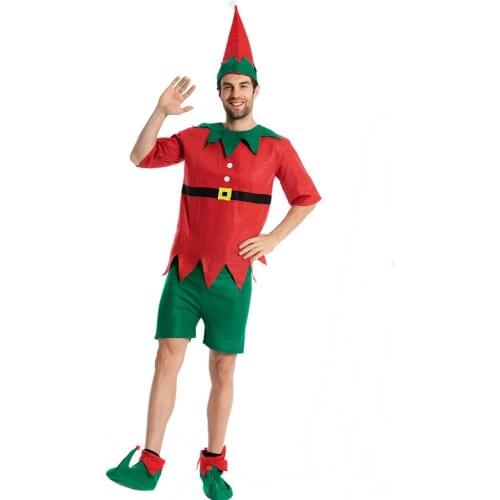 New Year Clothes Christmas Workshop Elf Costume For Adult Mens Santa Claus Helper Cosplay Carnival Party Family Outfits T-shirt