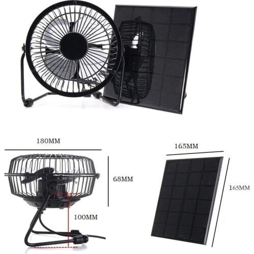 Hot.5W 6V Solar Powered Panel Iron Fan ForHome Office Outdoor Traveling Fishing Camping hiking Inch Cooling Ventilation Fan USB