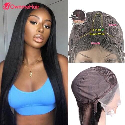 13x5x2 T Part Lace Front Wig Brazilian Straight Human Hair Wigs Transparant Lace Front Wig 180% Pre Plucked With Baby Hair