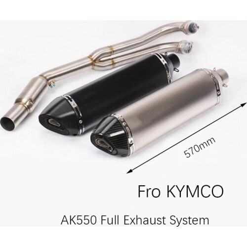 Full Exhaust System for KYMCO AK550 Motorcycle Exhaust Pipe Header Link Pipe Slip On 51mm Mufflers with DB Killer 570mm Silencer