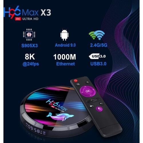 H96 MAX X3 Android 9.0 Smart TV Box Amlogic S905X3 4GB 128GB 2.4&5G Wifi BT4.0 8K Media Player Google Voice H96MAX Set top box