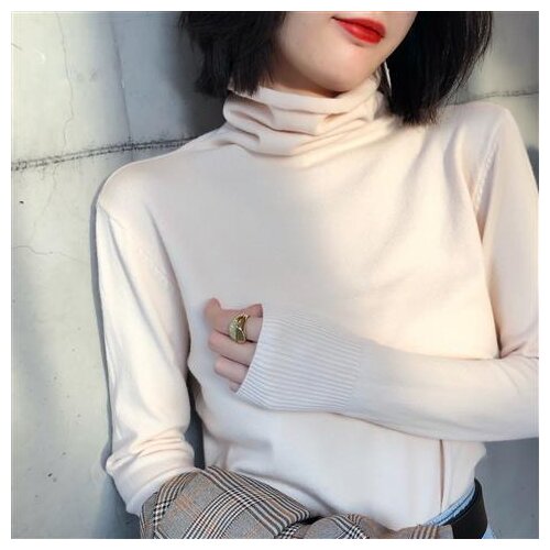 Retro 90s Style Turtleneck Long Sleeve T-shirt Women Winter 2020 Korean Oversize Warm Basic Tees Schoolgirl Clothing