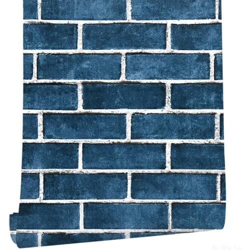 Plane 3D Effect Blue Brick Wallpaper Self-Adhesive Paper For Bedroom Home Decoration Peel And Stick Wall Sticks Easy To Paste