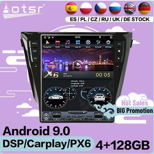 128G Tesla Screen Multimedia Stereo Android 9.0 Player For Nissan Qashqai 2013 2014 2015 2016 2017 2018 Audio Radio Head Unit