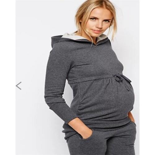 Maternity sweater and pants set Winter pregnancy sweater+sweatpants suit Fleece Hoodie for pregant women thicken pullover casual