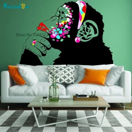 Smart Thinking Female Monkey Decor Bedroom Living Room Funny Home Decal Removable Vinyl Wall Sticker BD217