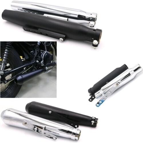 Antique Universal 38-45mm Retro Electroplating Chrome/Black Motorcycle Muffler Exhaust Pipe Vertical Vintage Pressure Case