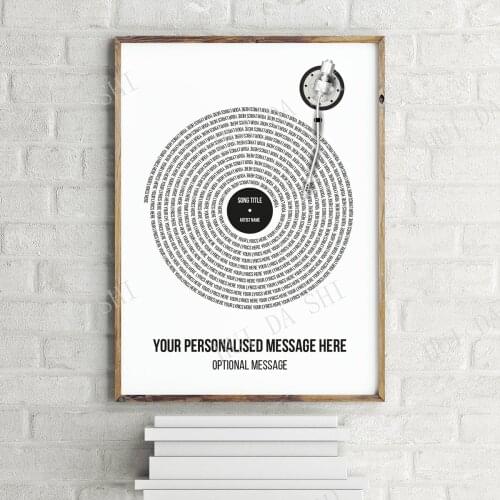 Custom Vinyl Lyrics Poster, Personalized Typography Print, Album Cover, Spotify, Music Art, Anniversary Wedding Gift Present