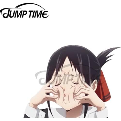 Jump Time 13 x 11.6cm For Kaguya Funny Face Car Assessoires Cute Stickers ScratchProof Windows Decal Motorcycle Vinyl Car Wrap