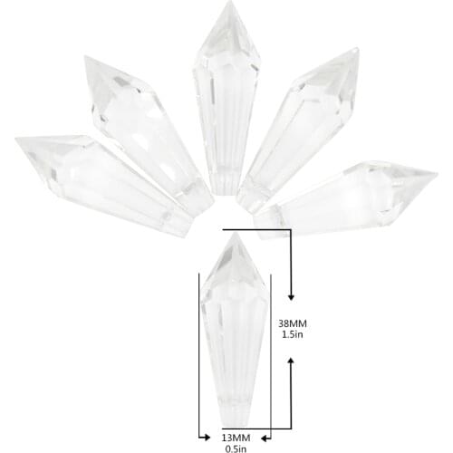 100pcs 38mm Icicle Prism Drop High Quality Crystal Garland Pendant Wedding Centerpieces Decor DIY Garland Material