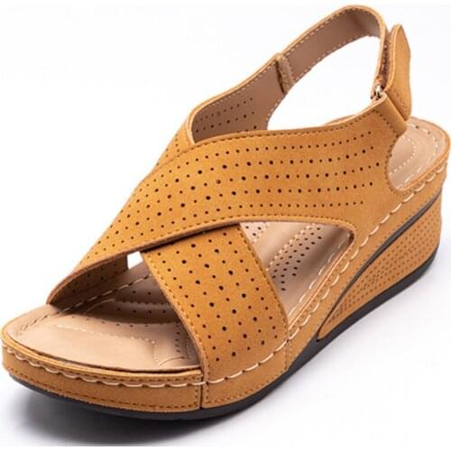 Women Sandals Breathable Casual Ladies Wedge Shoes Platform Cross Strap Female Sandalias Soft Summer Zapatillas Mujer WSH4074