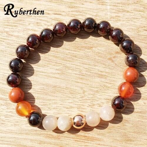 Ruberthen 2019 New Design Energy Vitality Bracelet Chakra Healing Crystals Bracelet Garnet Sun Stone Women`s Gift Bracelet