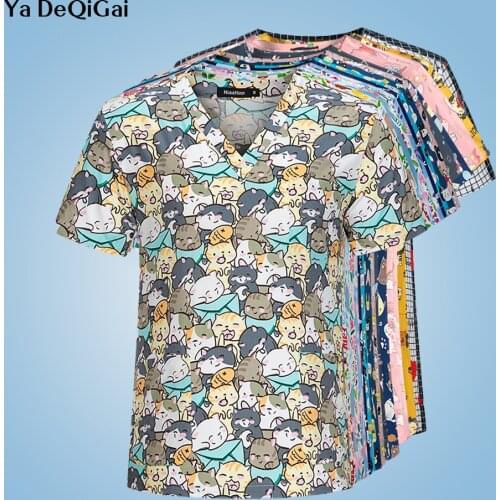 100% Cotton Cartoon Unisex Scrubs Tops Dental Hospital Breathable Doctor Clothes Beauty Solon Medical Surgical Nursing Work Tops