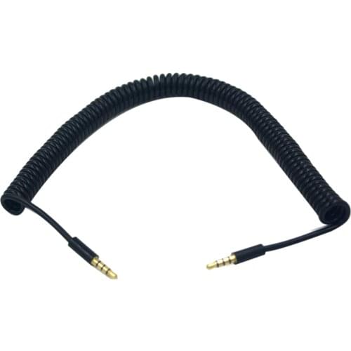 3.5mm Male to Male Jack 4 Pole Extension Aux Audio Coiled Spiral Cable 1.5M