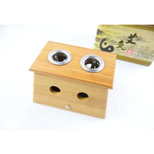 Free shipping Bamboo double moxibustion box utensils wood box moxa roll box moxa box