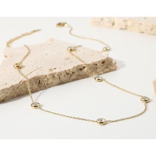 Stainless Steel Chain Gemstone Gold Necklace for Women Colgantes Necklaces Schmuck Matching Colier Femmes Girls Jewelry Gifts