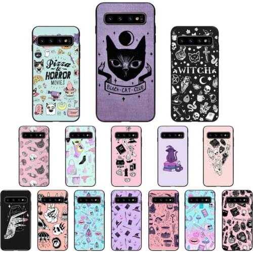 Girly Pastel Witch Goth Witch Cat Phone Case For Samsung Galaxy S10E S20 Ultra S10 S21 S7 S8 S9 Plus S21Plus S20FE