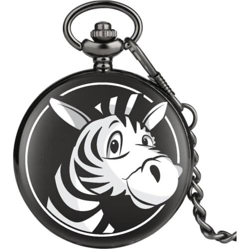 Black White Zebra Pocket Watch collier acier inoxydable femme Fob Pendant Watches collares para hombre New Arrivals Analog Clock