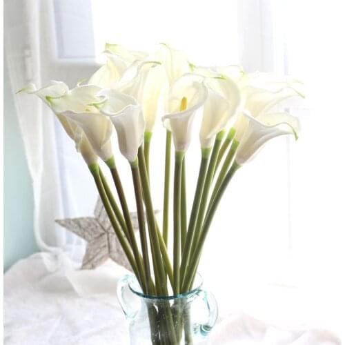 Gradient Color Real Touch Artificial Calla Lily High Quality Fake Flower for Party Bride Wedding Bouquet Home Gardern Decor
