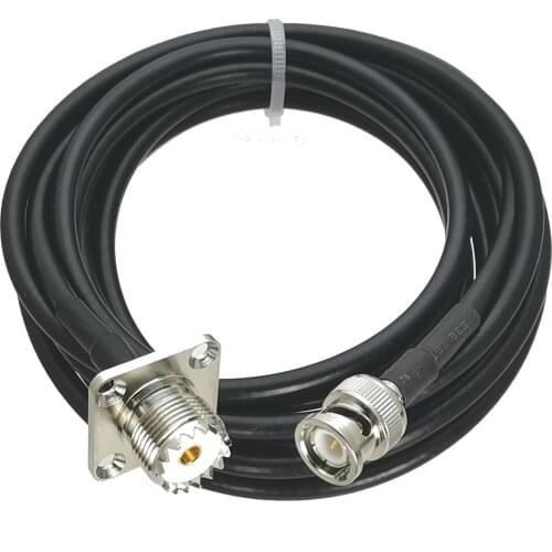 1Pcs RG58 Cable BNC Male Plug to UHF SO239 Female Jack 4-Holes Flange Connector Pigtail Jumper RF Coaxial 6inch~20M