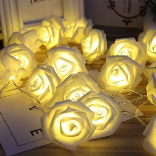 HOT SALE Battery Operated LED Rose Flower Christmas Holiday String Lights For Valentine Wedding Decoration 10/20 LED Lamp