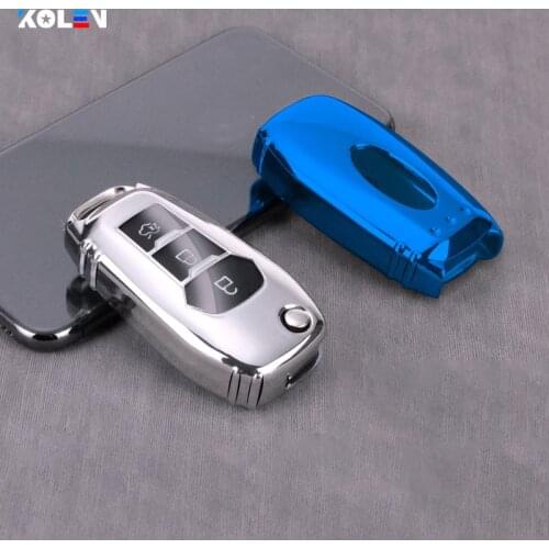 TPU Soft Car Folding Key Case Cover For Ford Mondeo MK4 Fusion Fiesta Escort Everest Ranger Car Accessories Holder Shell Key Fob