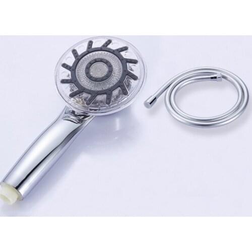 LED Shower Spray Head Headheld Shower Spray Head Temperature Sensor 3 Colors Change Water Powered +1*1.5M Hose