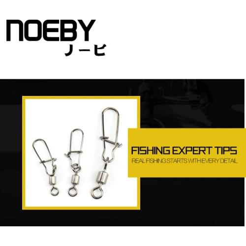 NOEBY 12PCS Fishing Bearing Rolling Swivel Heigh-carbon Steel With Snap Fishhook Lure Connector Fish Hook Fish Lure Tackle