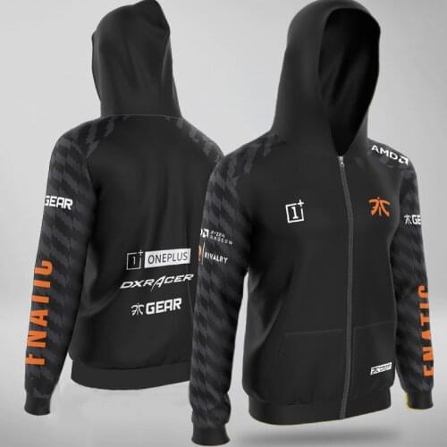 Fnatic Hoodies Esports Team Fashion Print Sweatshirt Men Women Custom ID Zipper Hoodie Game LOL CSGO DOTA Pro Player Jacket Coat