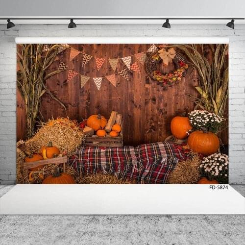 Pumpkins Wooden Plank Pennant Halloween Photo Background Customized Backdrop Photography Props for Children Baby Party Photocall