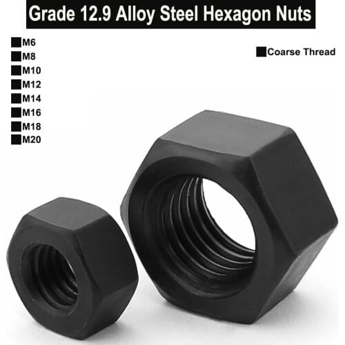 Grade 12.9 Alloy Steel Hexagon Nuts Coarse Thread M6 M8 M10 M12 M14 M16 M18 M20