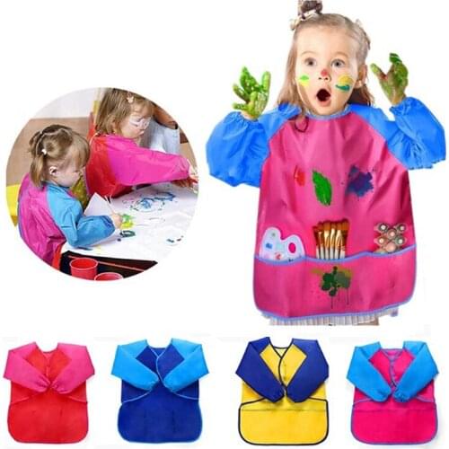 1pc Kids Apron For Painting School Smock Portable Long Sleeve Waterproof Apron