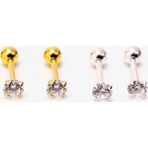 10Pairs/lot Wholesale Fashion Zircon Screw back Earring 925 Sterling Silver Internally Thread Stud Earring